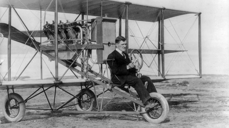 Lincoln Beachey at the controls of his aircraft