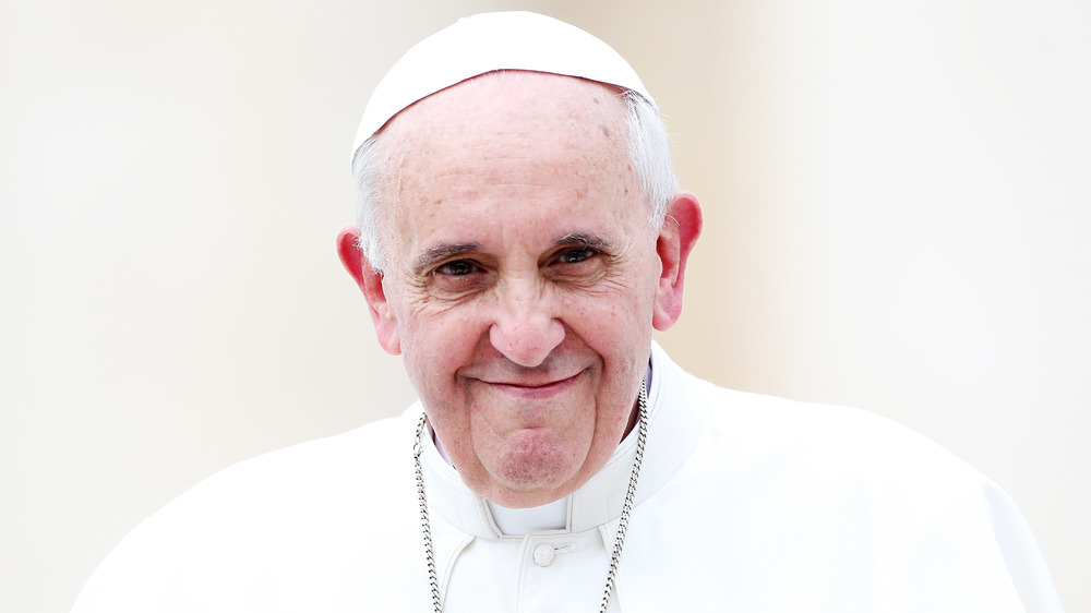 Pope Francis on white background