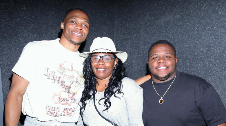 Russell Westbrook with mother, brother