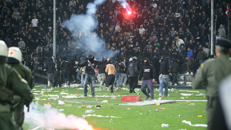Soccer fans rioting