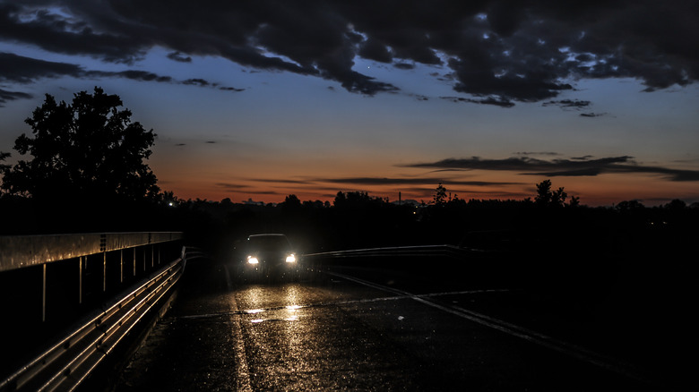 Car passing at night 