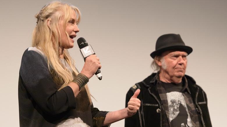 Daryl Hannah and Neil Young speaking