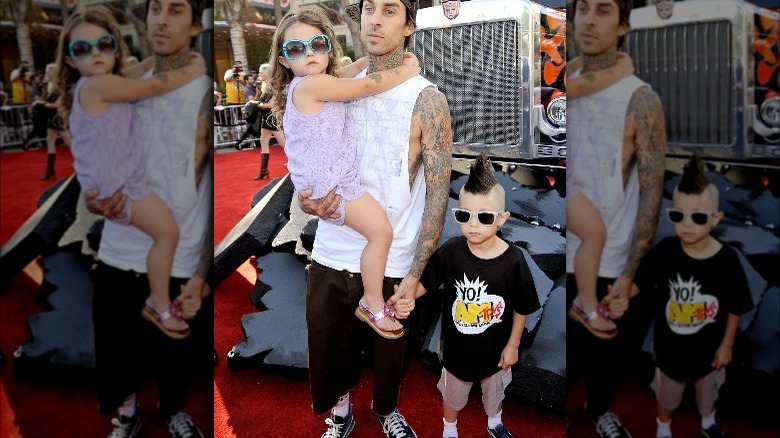 Travis Barker with his kids