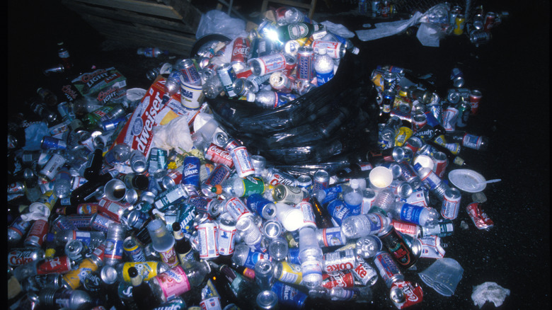 Many plastic bottles