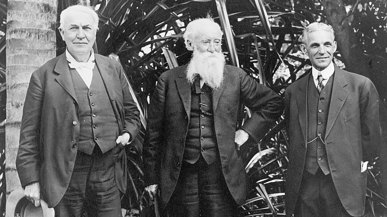 Edison, Burroughs, and Ford smiling